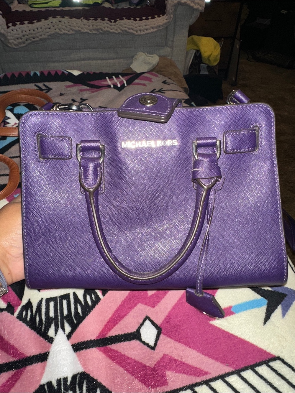Michael Kors Purple Saffiano Satchel Handbag